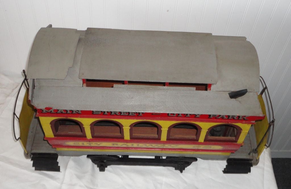 Folky and Fantastic Early 20th Century Original Painted Trolley Car 3