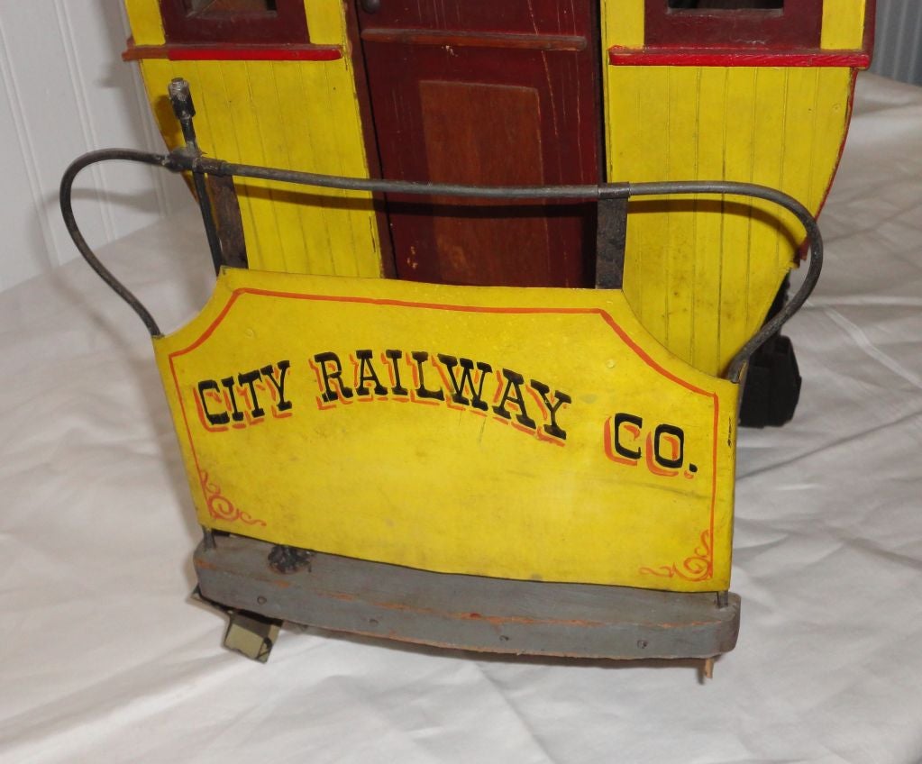 American Folky and Fantastic Early 20th Century Original Painted Trolley Car