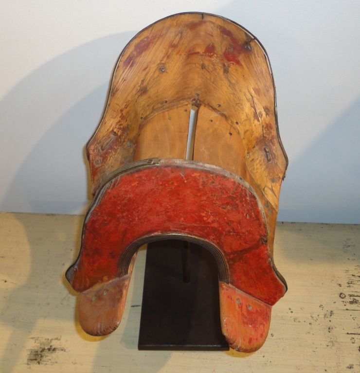 Rare & Early 19thc Handmade Wood Saddle Holder On Stand 1