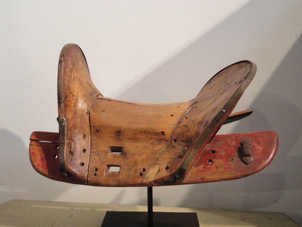 Rare & Early 19thc Handmade Wood Saddle Holder On Stand 3