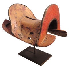 Rare & Early 19thc Handmade Wood Saddle Holder On Stand