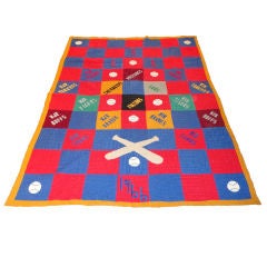 Fantastic Dated 1966 Baseball Applique Quilt From  Texas