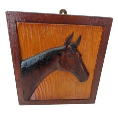 Wonderful Hand Carved  Folk Art Horse Plaque-dated 1949