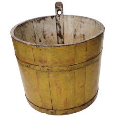 Fantastic & Rare  19thc Shaker Original Mustard Painted Bucket