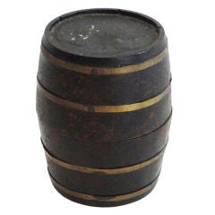 19thc Original Black Painte Barrel W/brass Rings