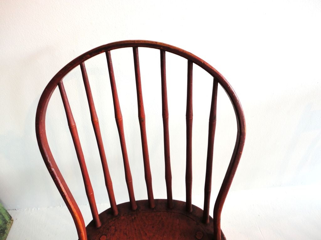 Folk Art Fantastic 19th Century Original Bittersweet Painted New England Windsor Chair