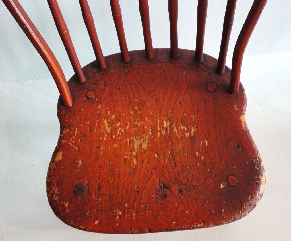 American Fantastic 19th Century Original Bittersweet Painted New England Windsor Chair