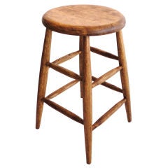 19thc Bar Stool /probably From A Mill-pine