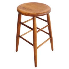 Early 20thc Natural Pine Industrial Bar Stool