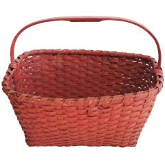 Fantastic 19thc Original Bittersweet Painted Basket From N.e.