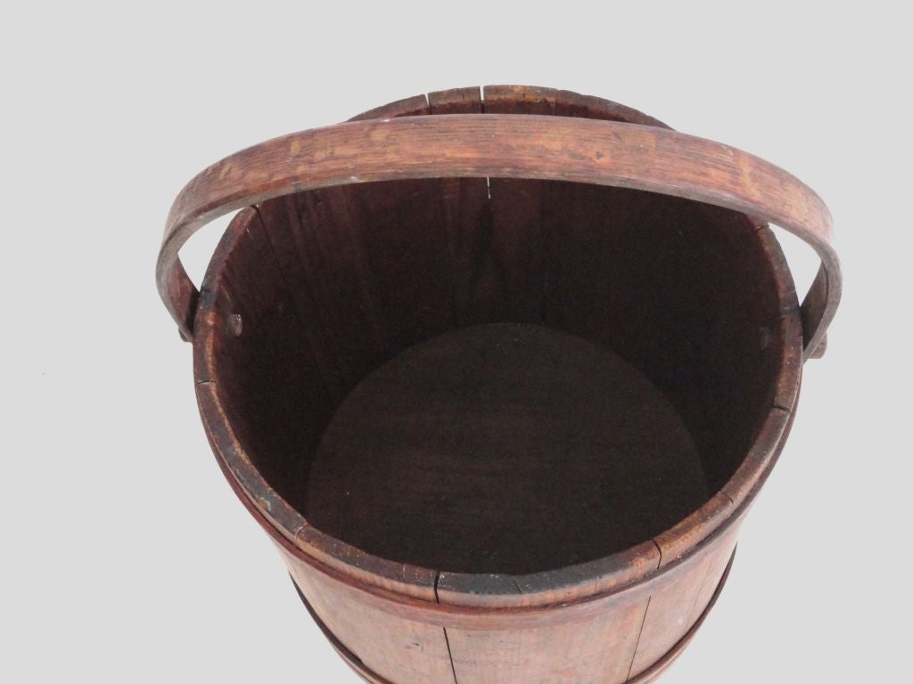 Pine 19thc Dry Original Surface  Large Firkin/bucket From N.e.