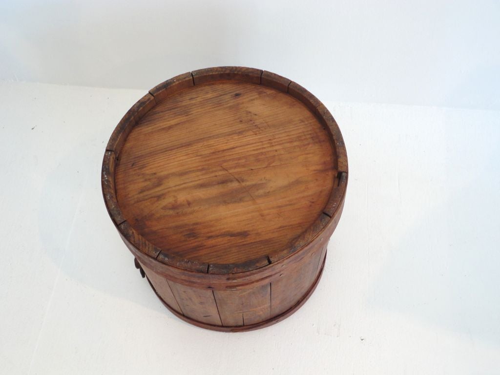 19thc Dry Original Surface  Large Firkin/bucket From N.e. 1