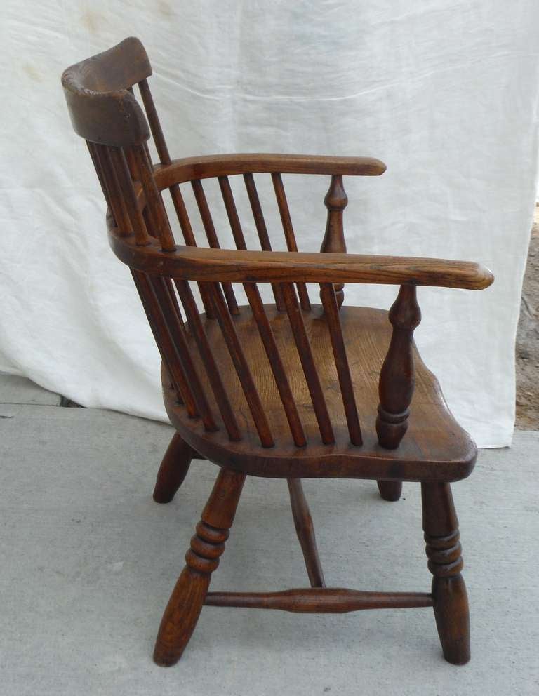 Oak 18thc English Birdcage Windsor Arm Chair