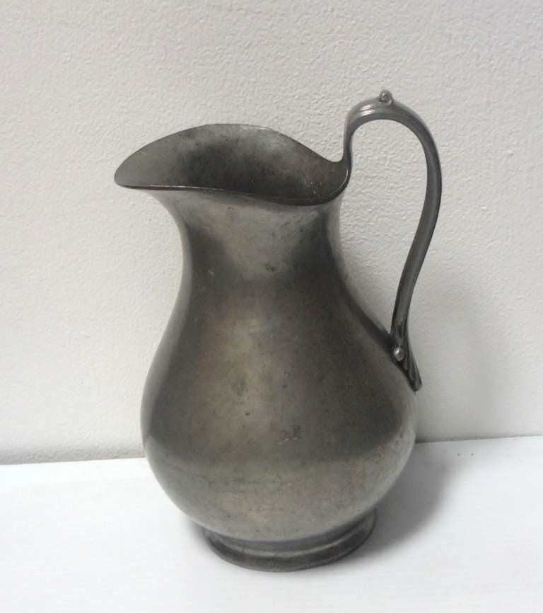 American Monumental Pewter Pitcher and Bowl Dated 1760 For Sale