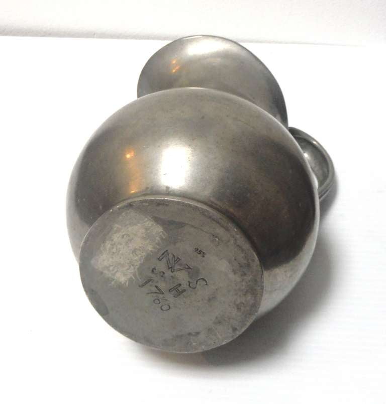 18th Century and Earlier Monumental Pewter Pitcher and Bowl Dated 1760