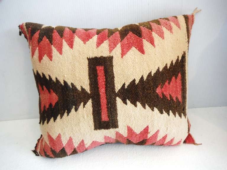 American Early Navajo Weaving Saddle Blanket Geometric Pillow