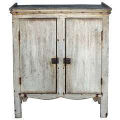 Antique Amazing 19thc Original Sage Green Painted Jelly Cupboard