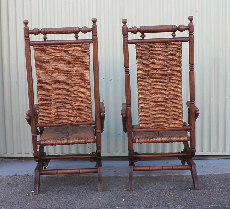 American Pair of Rustic 19th Century Platform Rocking Chairs