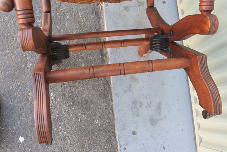 Pair of Rustic 19th Century Platform Rocking Chairs In Excellent Condition In Los Angeles, CA