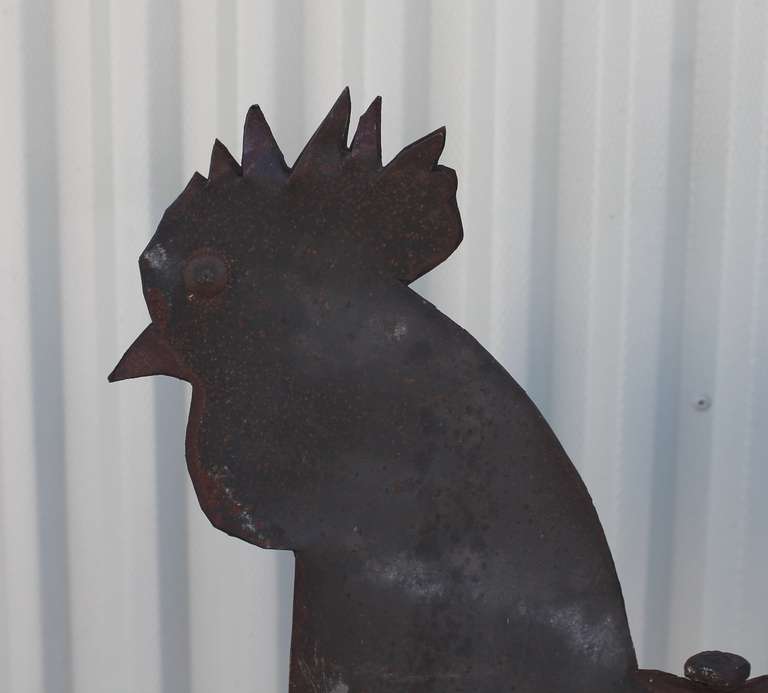 19th Century Handmade, Sheet Iron Rooster Weather Vane In Distressed Condition In Los Angeles, CA