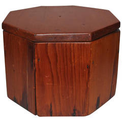 19th Century Octagonal Lided Pine Storage Box