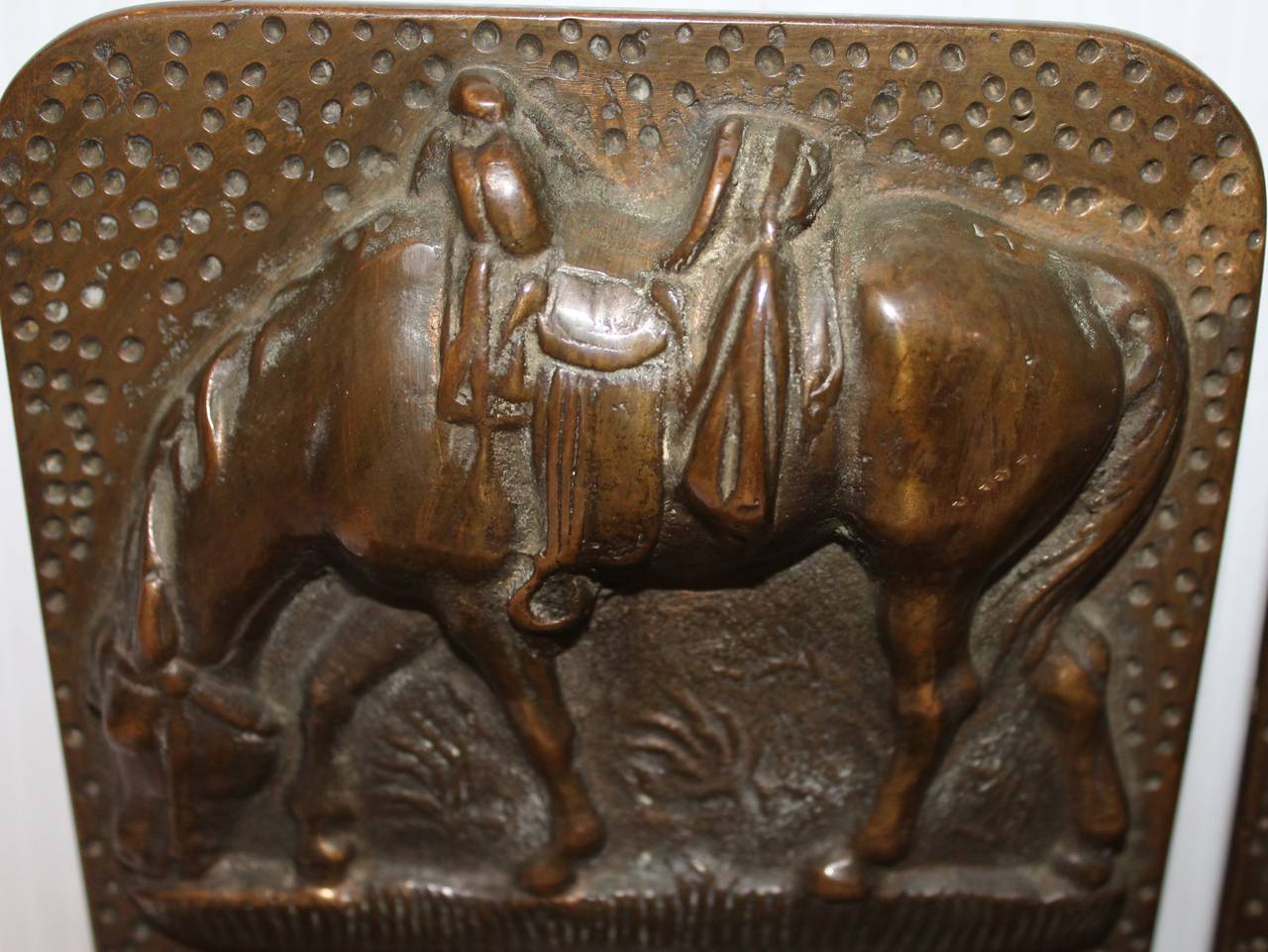 Adirondack Monumental Bronze Heavy Pair of Horse Bookends