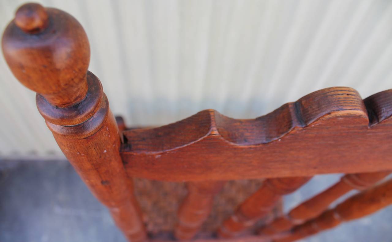 Patinated 18th Century Banister Back Chair For Sale