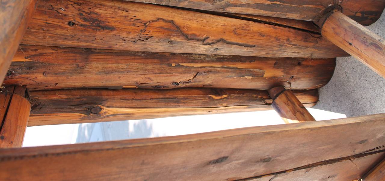 Woodwork Rustic Bench/Shelf Signed Habitant