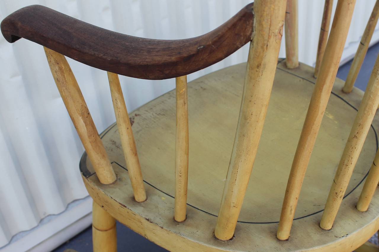 Wood 19th Century Fancy Original Painted Rocking Chair from New England For Sale