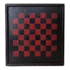 19thc Original Black & Red Painted Gameboard W/thick Frame