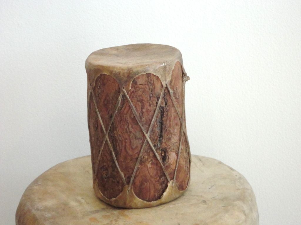 Pair Of 19thc Indian Drums/wood And Rawhide