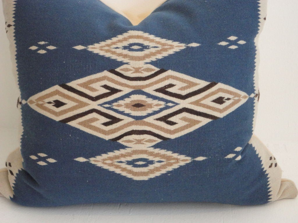 Fantastic Texcoco Indian Weaving Lg.pillow W/blanket Backing