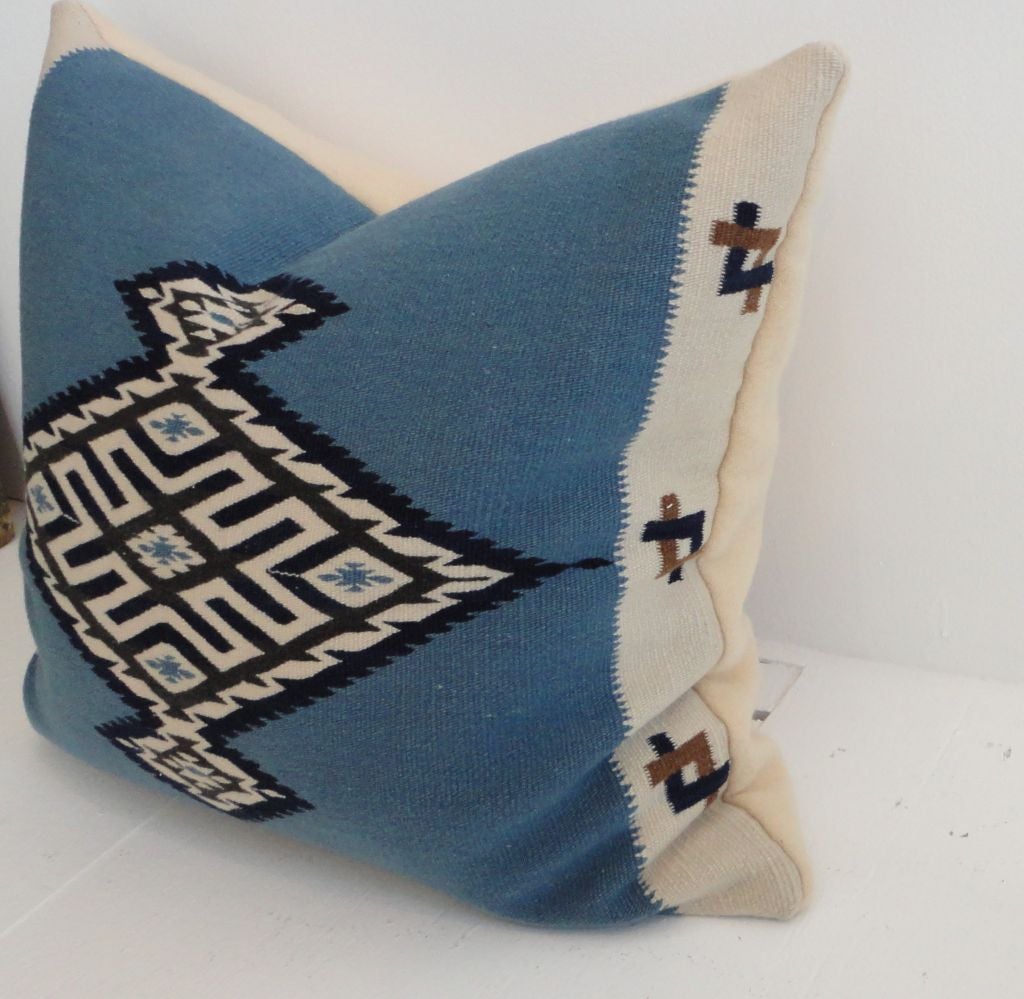 Mexican Fantastic Texcoco Indian Weaving Lg.pillow W/blanket Backing