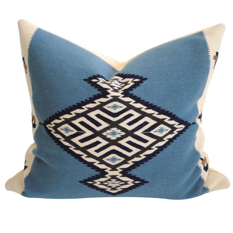 Fantastic Texcoco Indian Weaving Lg.pillow W/blanket Backing