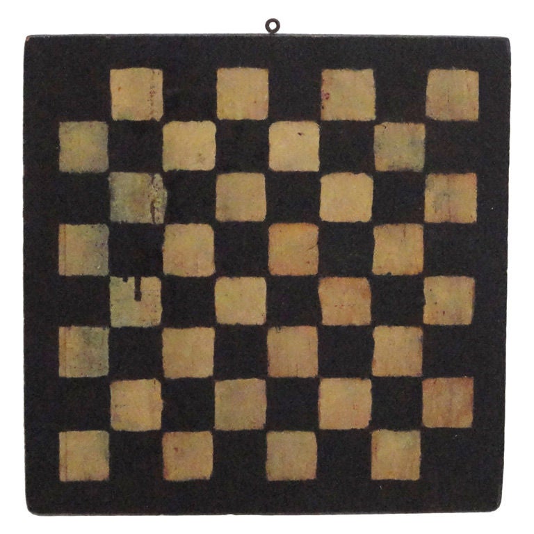 19thc Original Painted Black 
Cream Gameboard From Maine