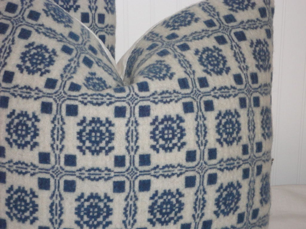 American 19th C. Blue  And White Coverlet Pillows