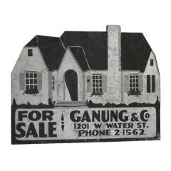 Vintage 1930's Original Painted Tin On Board Trade Sign/house For Sale