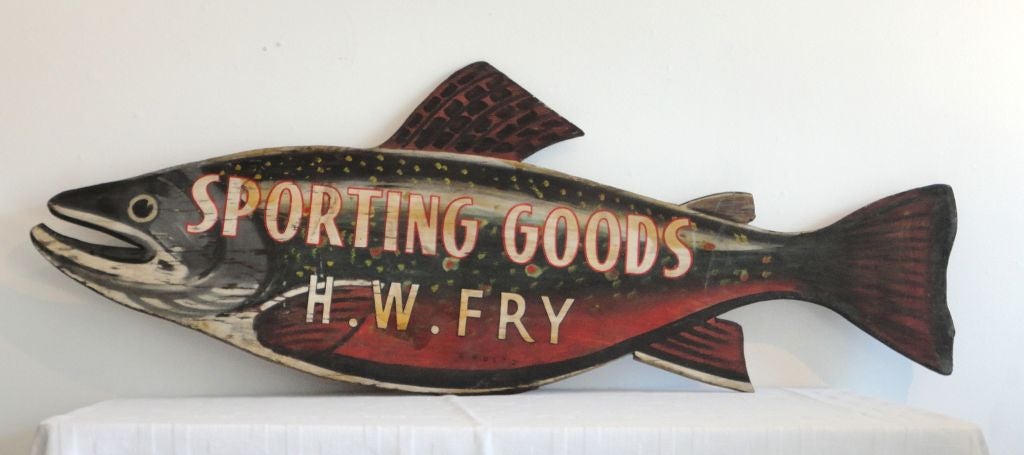 Fantastic Folky 1930's Original Painted Sporting Goods Tradesign