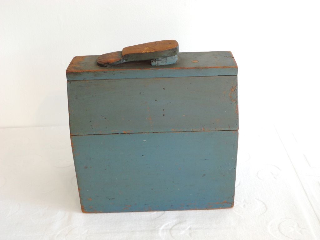 American 19th Century Original Blue Shoe Shine Box from Maine