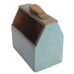 19th Century Original Blue Shoe Shine Box from Maine