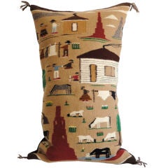 Fantastic Navajo /indian Pictorial  Weaving Large Pillow
