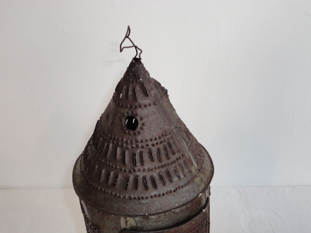 antique punched tin lantern