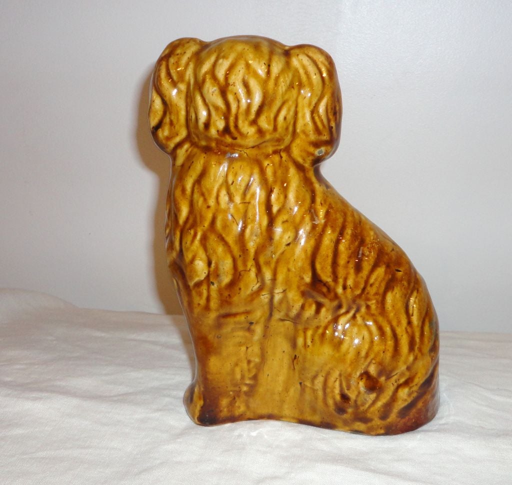 American 19th Century Rockingham or Bennington Pottery Dog