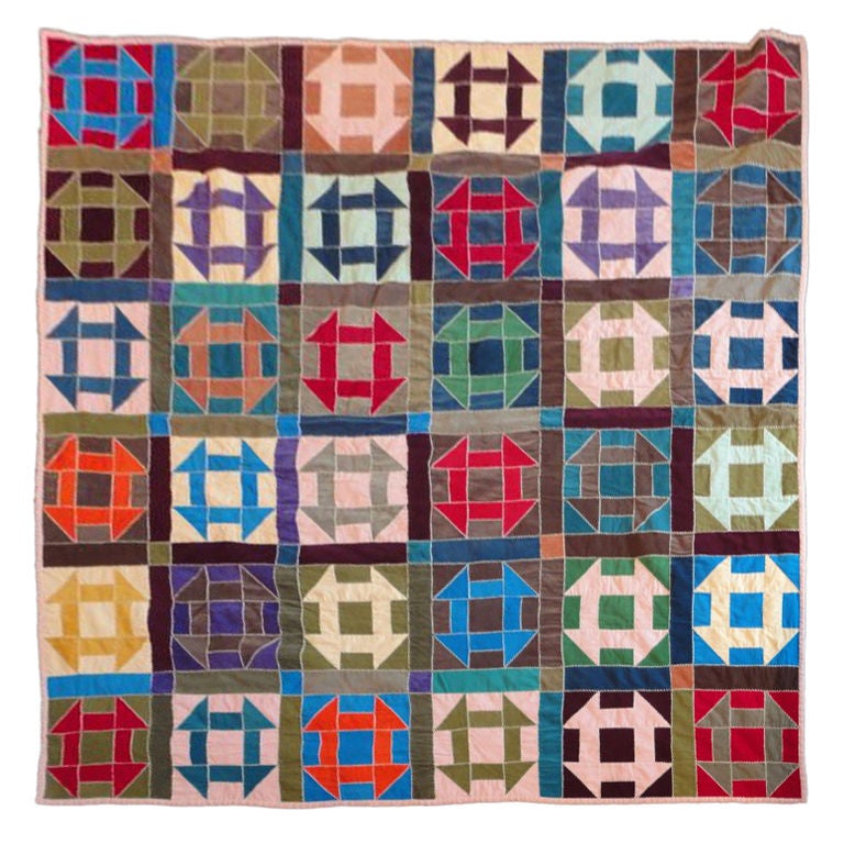 Fantastic 1940's  Amish Hole In The Barn Door Pattern Quilt