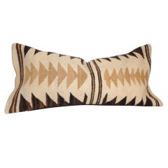 Fantastic Navajo Weaving Small Bolster Pillow W/brown Linen Back