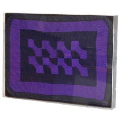 Rare 1940s Amish Bowtie Doll Quilt in a Plexy Box Frame 7