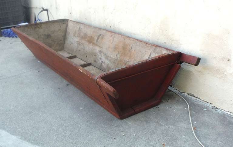 19th Century 19thc Original Red Painted Horse Watering Trough From Pennsylvania