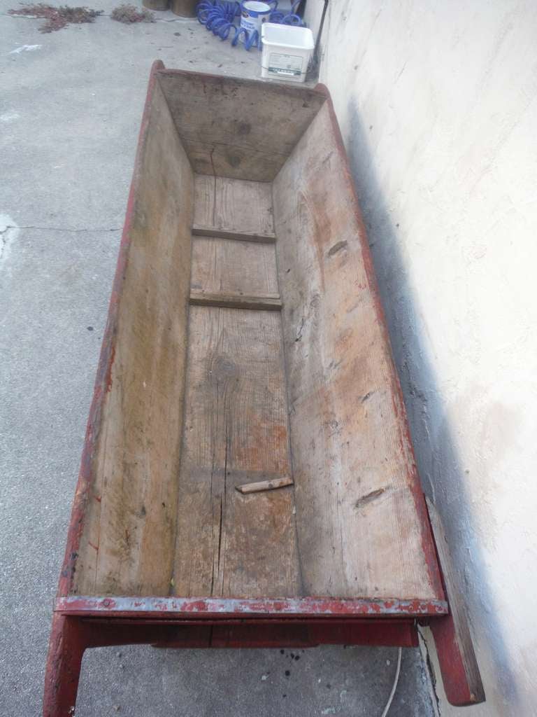19thc Original Red Painted Horse Watering Trough From Pennsylvania 1
