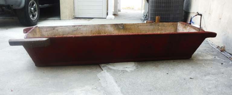 19thc Original Red Painted Horse Watering Trough From Pennsylvania 2