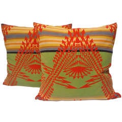 Pair of Early Pendleton Vibrant Indian Design  Pillows